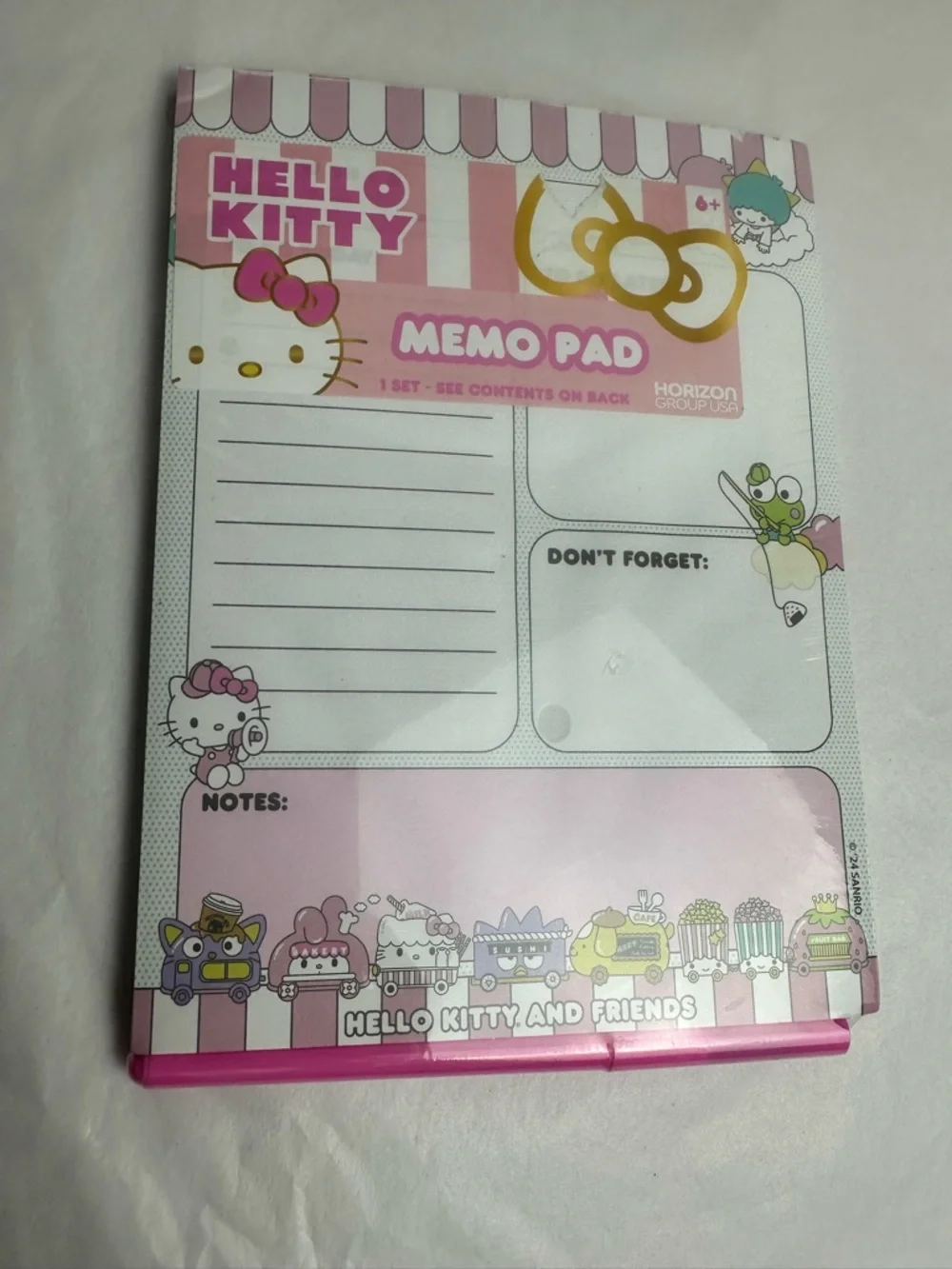 Sanrio Hello Kitty Memo Pad - Pink and White Notes